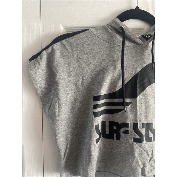 Surf Style‎ Women's Medium Gray Crop Pullover Hoodie Lightweight Surf Streetwear - Picture 2 of 6